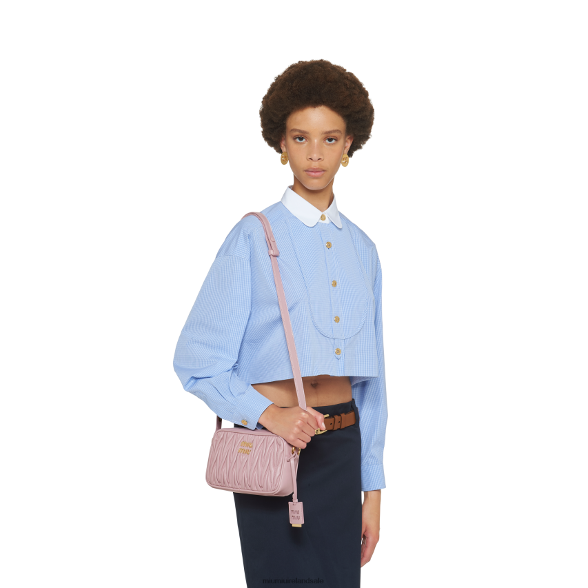 IE Miu MiuCollection Matelasse Nappa Leather Shoulder Bag Alabaster Pink XJN62J80