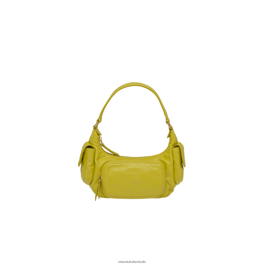 IE Miu MiuCollection Nappa Leather Pocket Bag Citron Yellow XJN62J86