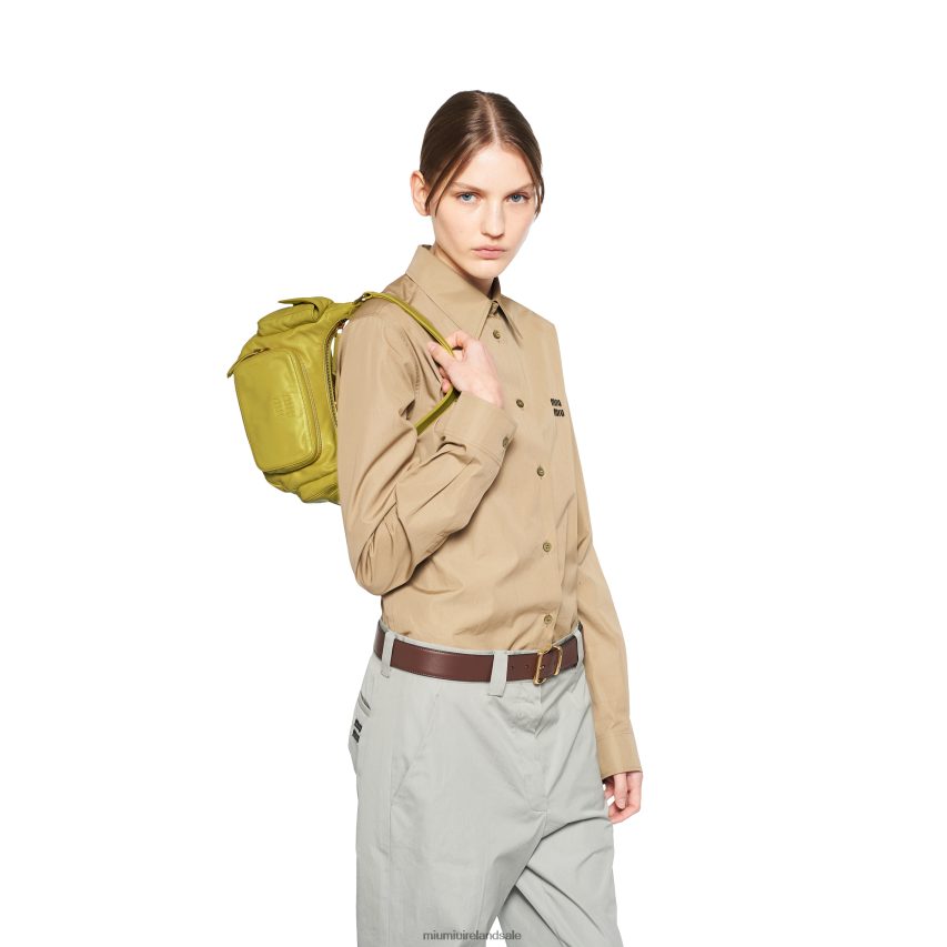 IE Miu MiuCollection Nappa Leather Pocket Bag Citron Yellow XJN62J86