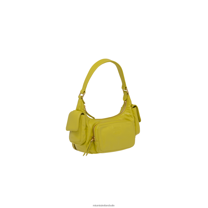 IE Miu MiuCollection Nappa Leather Pocket Bag Citron Yellow XJN62J86