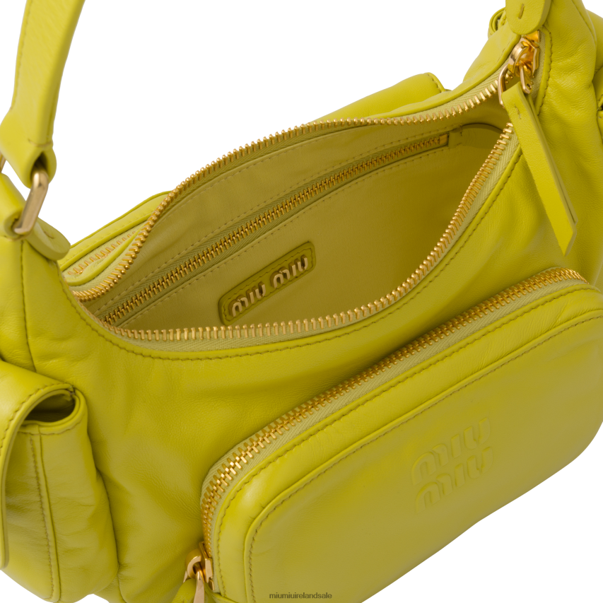 IE Miu MiuCollection Nappa Leather Pocket Bag Citron Yellow XJN62J86
