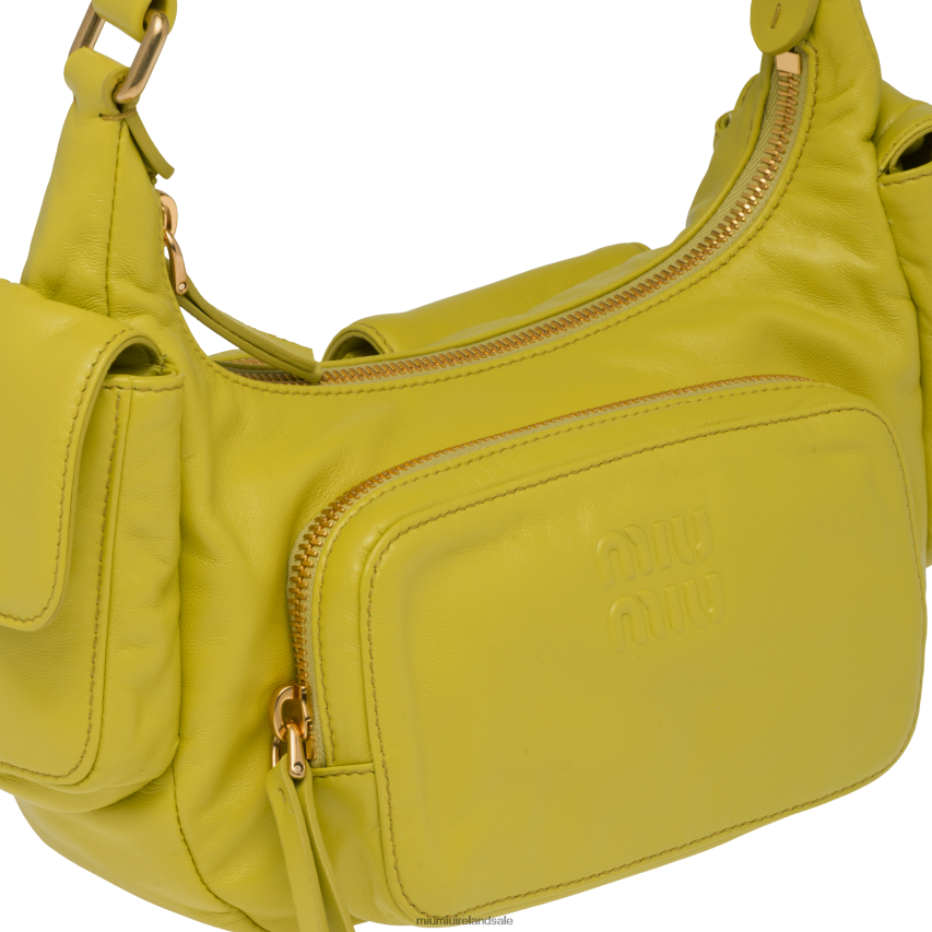 IE Miu MiuCollection Nappa Leather Pocket Bag Citron Yellow XJN62J86