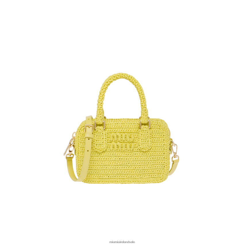 IE Miu MiuCollection Crochet Top-handle Bag Citron Yellow XJN62J160