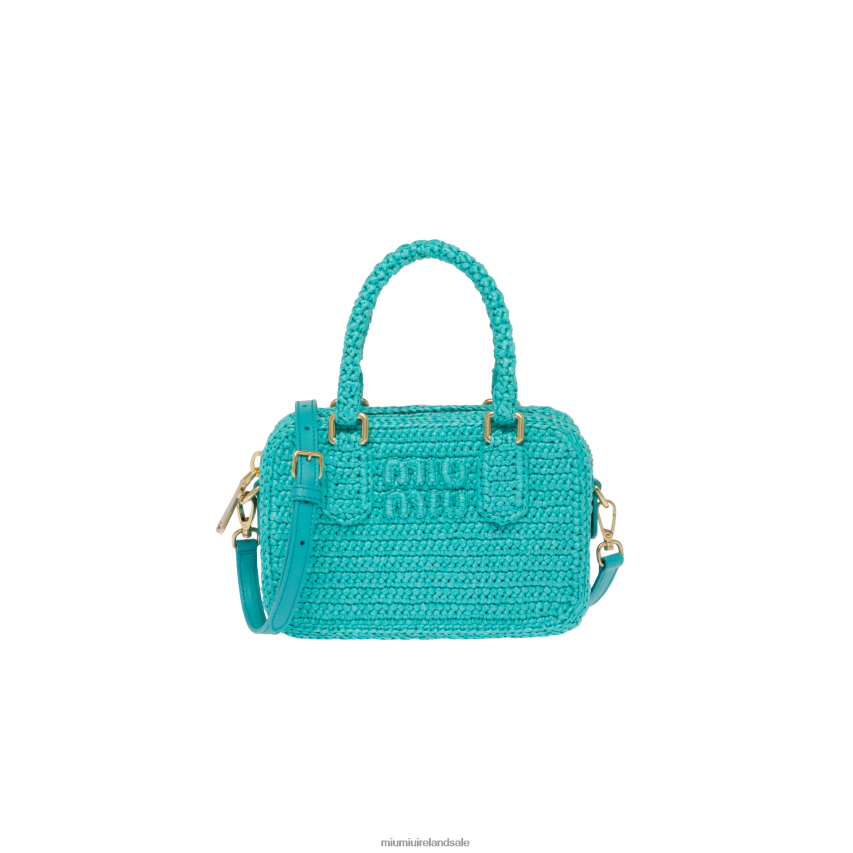 IE Miu MiuCollection Crochet Top-handle Bag Jade Green XJN62J161