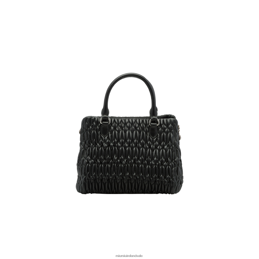 IE Miu MiuCollection Crystal Cloque Nappa Leather Handbag Black XJN62J158