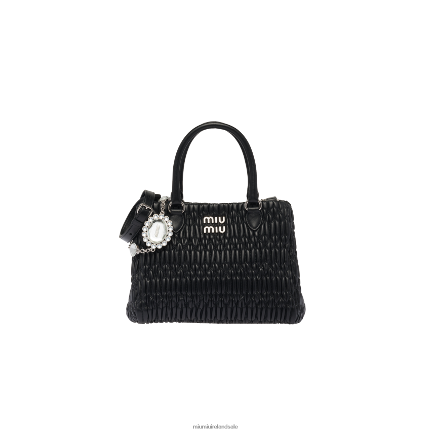 IE Miu MiuCollection Crystal Nappa Leather And Crystal Handbag Black XJN62J152