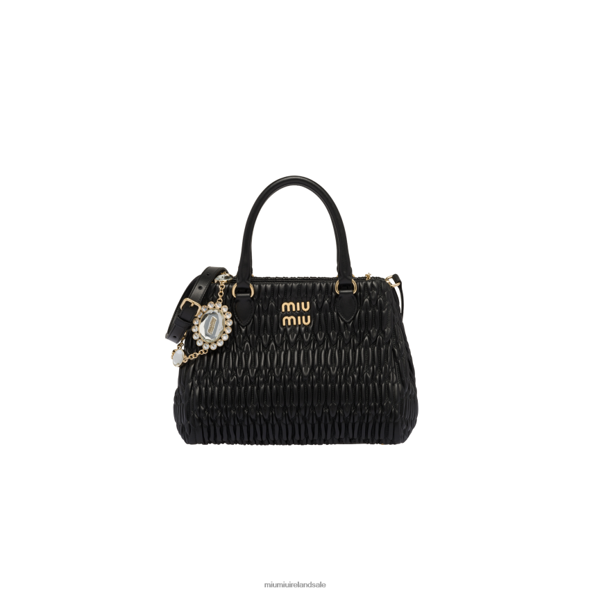 IE Miu MiuCollection Crystal Nappa Leather And Crystal Handbag Black XJN62J153