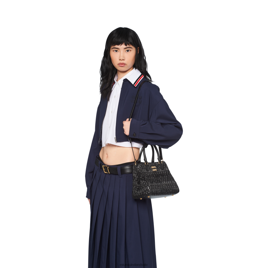 IE Miu MiuCollection Crystal Nappa Leather And Crystal Handbag Black XJN62J153