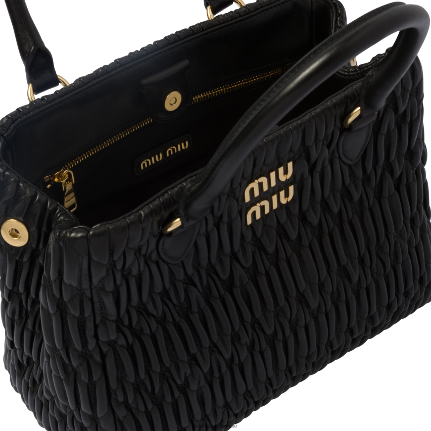 IE Miu MiuCollection Crystal Nappa Leather And Crystal Handbag Black XJN62J153