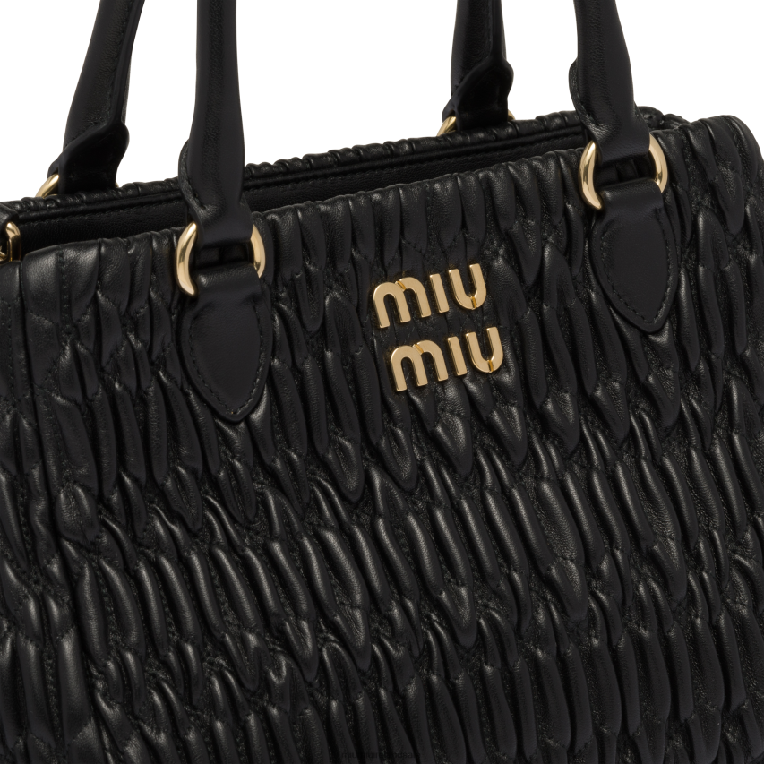 IE Miu MiuCollection Crystal Nappa Leather And Crystal Handbag Black XJN62J153