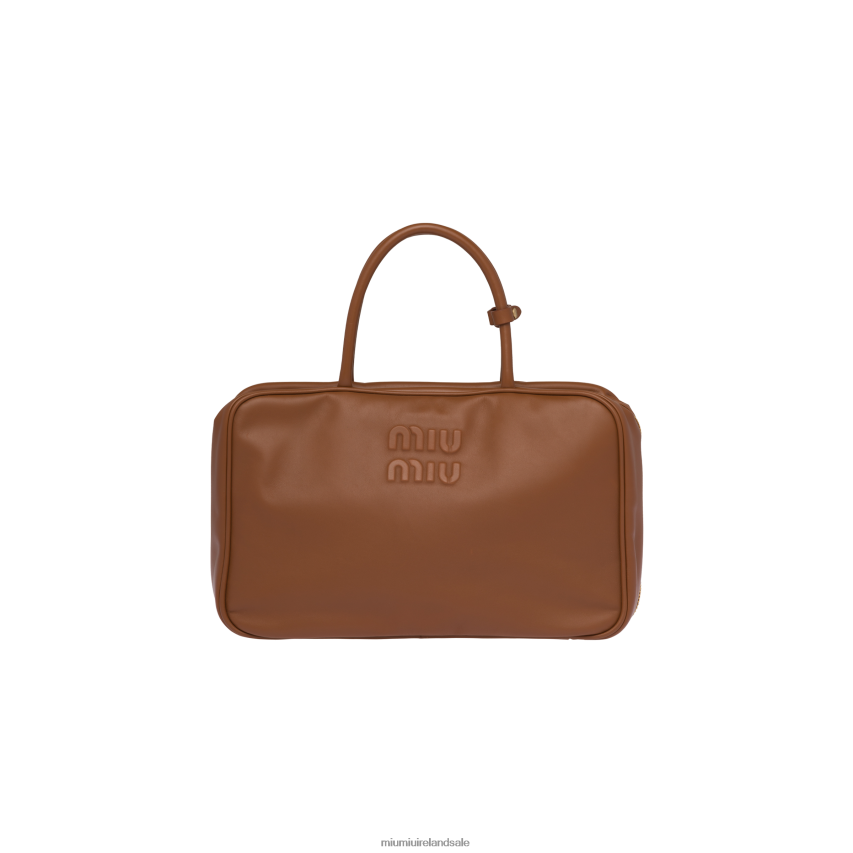 IE Miu MiuCollection Leather Top-handle Bag Cognac XJN62J150