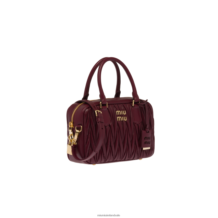 IE Miu MiuCollection Matelasse Nappa Leather Top-handle Bag Amaranth Red/Maize Yellow XJN62J148