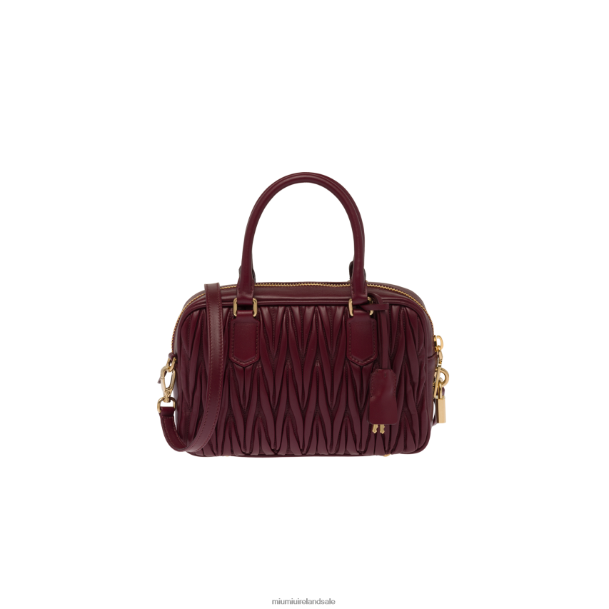 IE Miu MiuCollection Matelasse Nappa Leather Top-handle Bag Amaranth Red/Maize Yellow XJN62J148