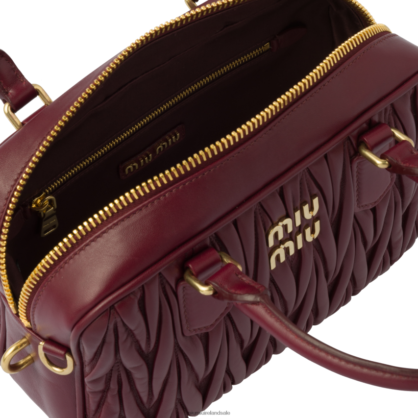 IE Miu MiuCollection Matelasse Nappa Leather Top-handle Bag Amaranth Red/Maize Yellow XJN62J148