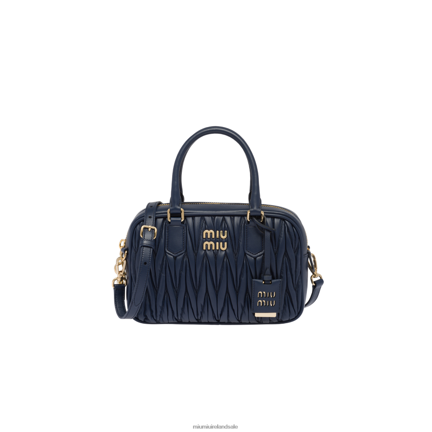 IE Miu MiuCollection Matelasse Nappa Leather Top-handle Bag Baltic Blue XJN62J146