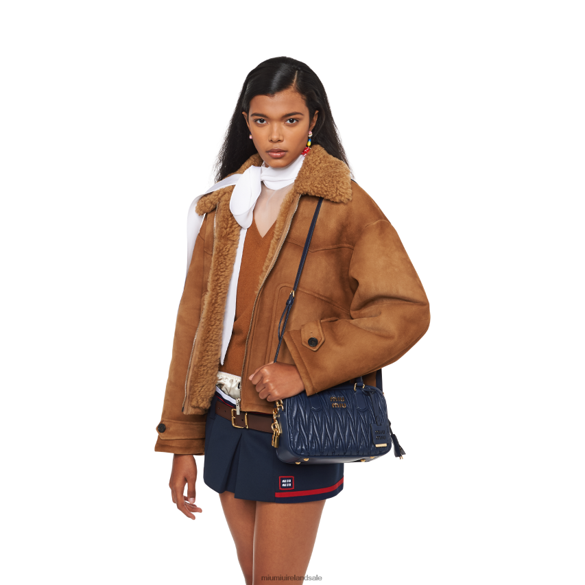 IE Miu MiuCollection Matelasse Nappa Leather Top-handle Bag Baltic Blue XJN62J146