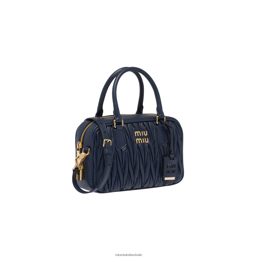 IE Miu MiuCollection Matelasse Nappa Leather Top-handle Bag Baltic Blue XJN62J146