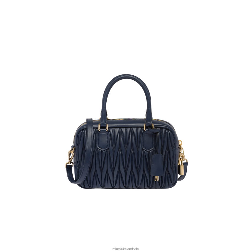 IE Miu MiuCollection Matelasse Nappa Leather Top-handle Bag Baltic Blue XJN62J146