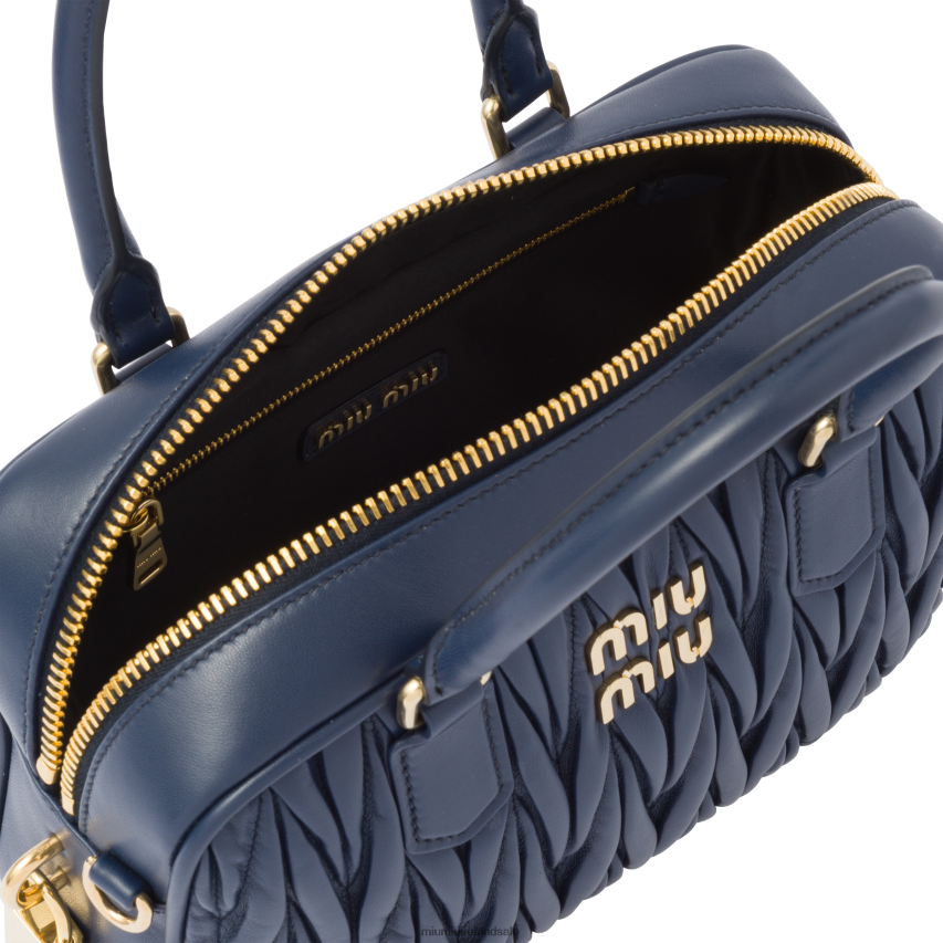 IE Miu MiuCollection Matelasse Nappa Leather Top-handle Bag Baltic Blue XJN62J146