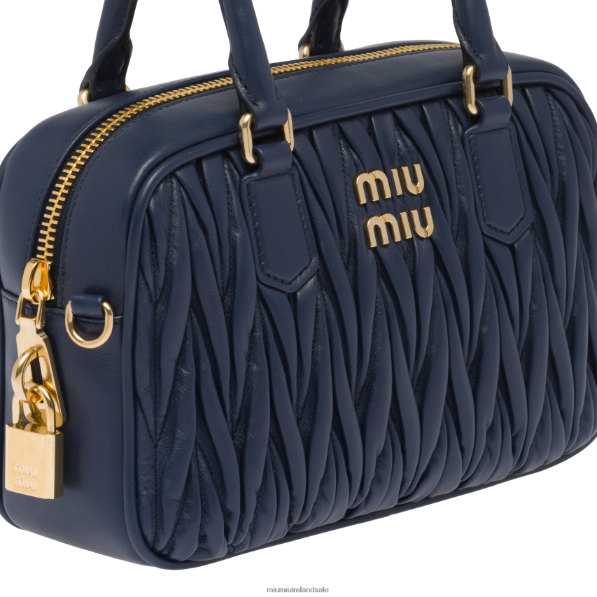 IE Miu MiuCollection Matelasse Nappa Leather Top-handle Bag Baltic Blue XJN62J146