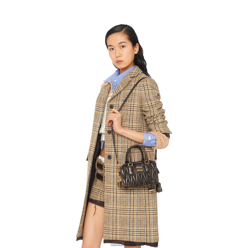 IE Miu MiuCollection Matelasse Nappa Leather Top-handle Bag Sand/Coffee XJN62J142