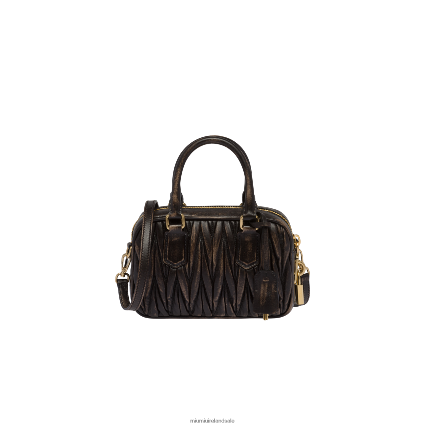 IE Miu MiuCollection Matelasse Nappa Leather Top-handle Bag Sand/Coffee XJN62J142