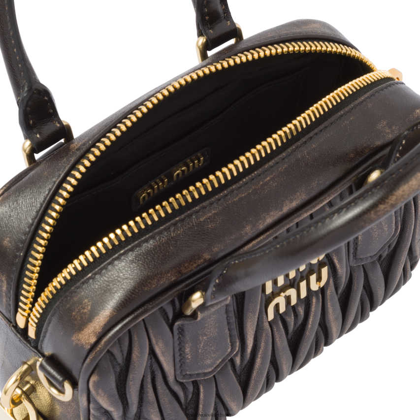 IE Miu MiuCollection Matelasse Nappa Leather Top-handle Bag Sand/Coffee XJN62J142