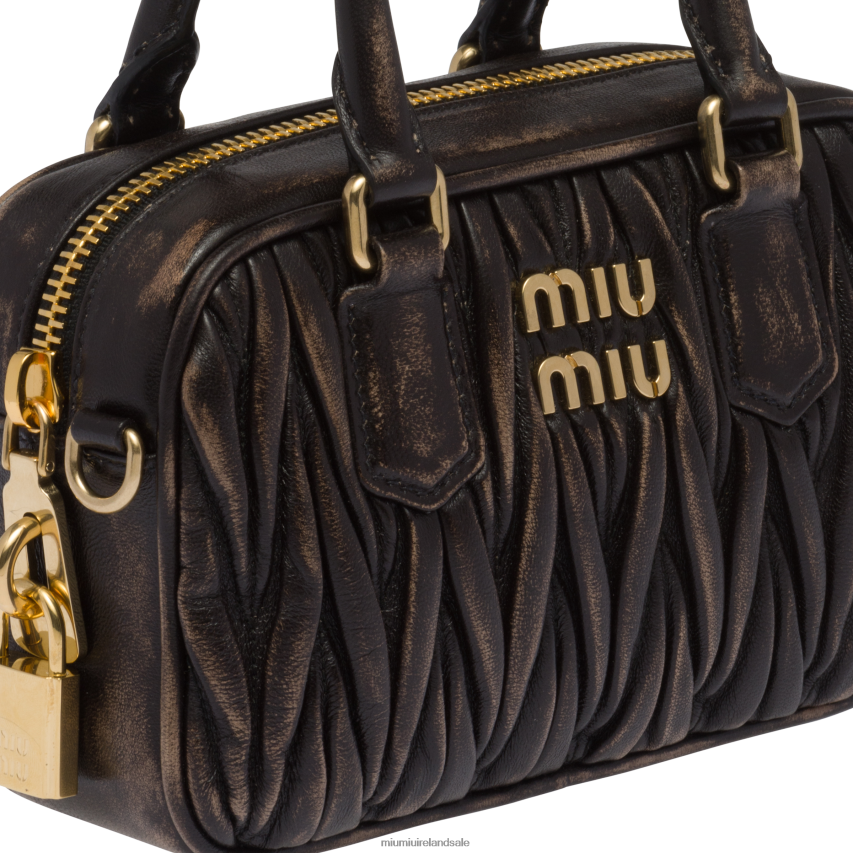 IE Miu MiuCollection Matelasse Nappa Leather Top-handle Bag Sand/Coffee XJN62J142
