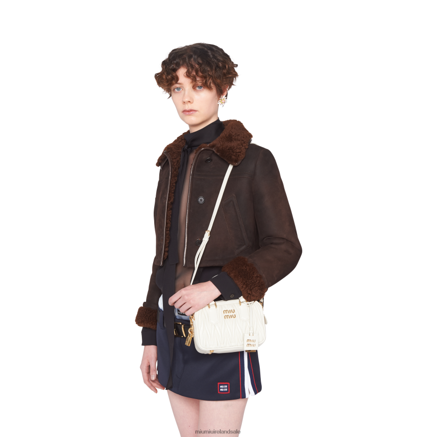 IE Miu MiuCollection Matelasse Nappa Leather Top-handle Bag White XJN62J143