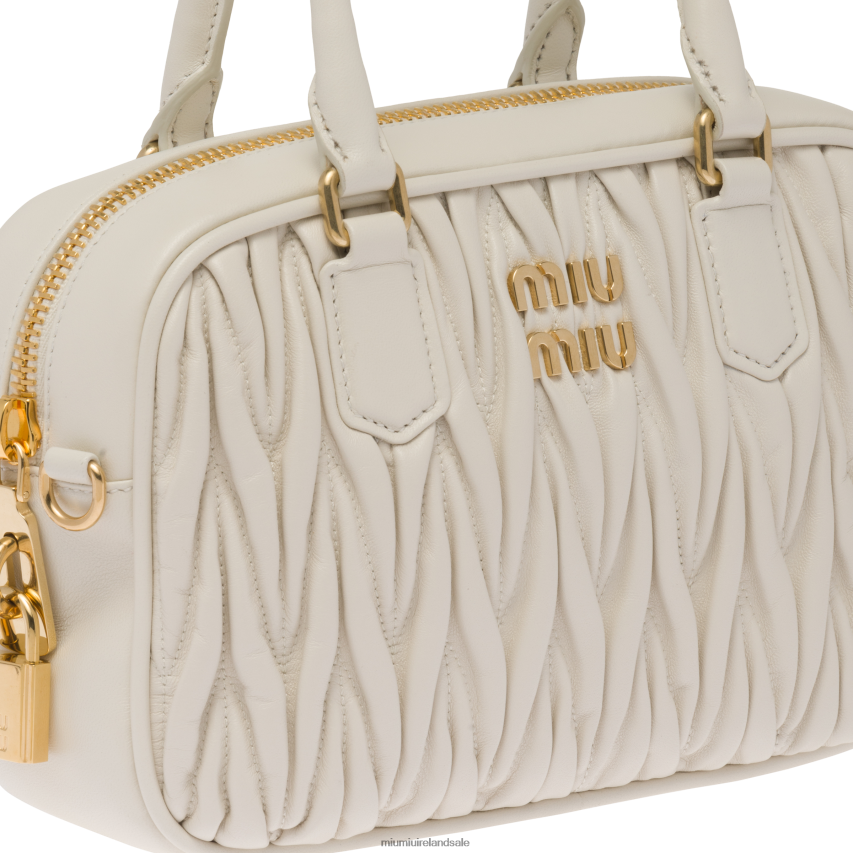 IE Miu MiuCollection Matelasse Nappa Leather Top-handle Bag White XJN62J149