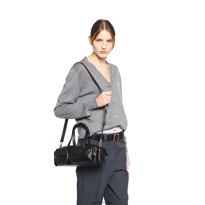 IE Miu MiuCollection Nappa Leather Top-handle Bag Black XJN62J141