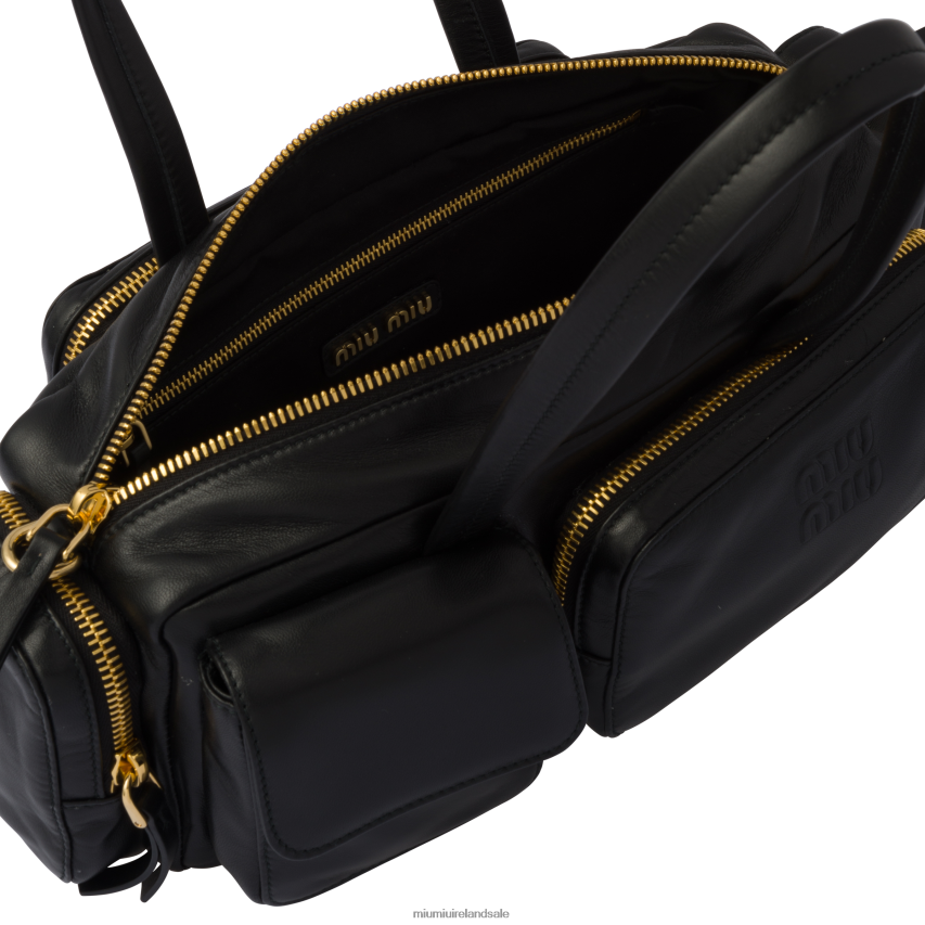 IE Miu MiuCollection Nappa Leather Top-handle Bag Black XJN62J141