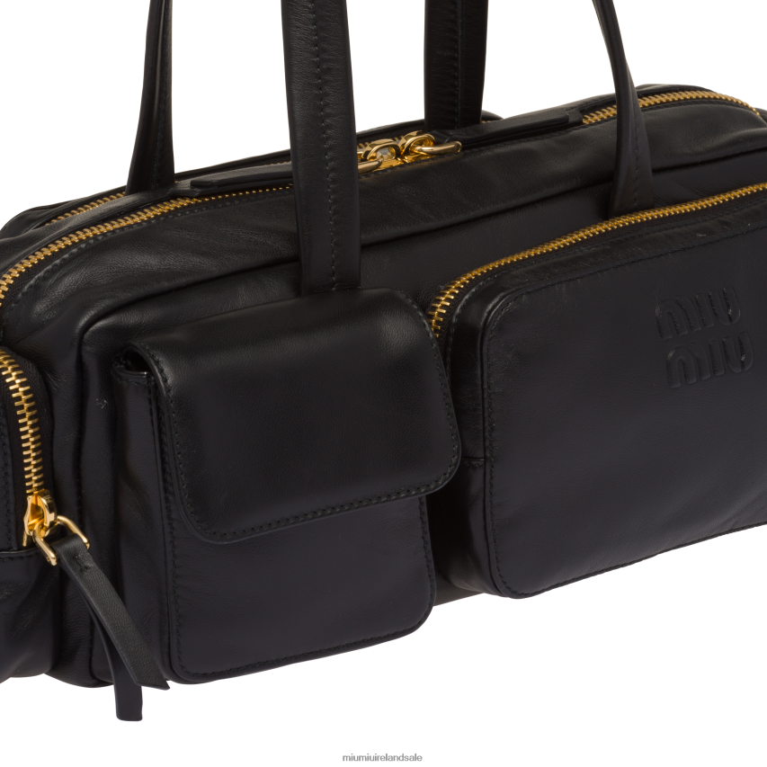 IE Miu MiuCollection Nappa Leather Top-handle Bag Black XJN62J141