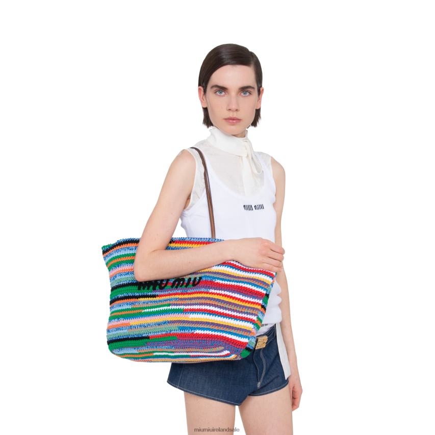 IE Miu MiuCollection Crochet Tote Bag Multicolored XJN62J130