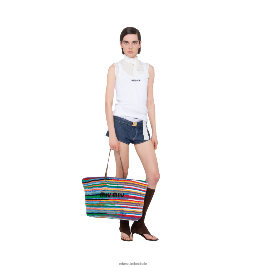 IE Miu MiuCollection Crochet Tote Bag Multicolored XJN62J130