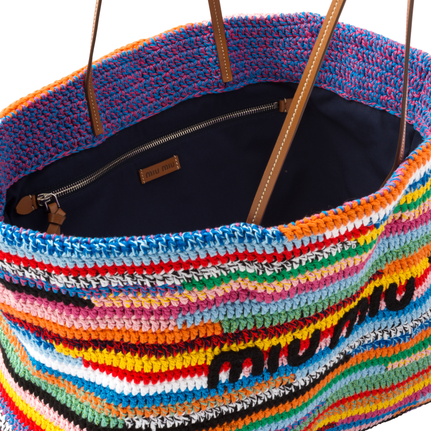 IE Miu MiuCollection Crochet Tote Bag Multicolored XJN62J130
