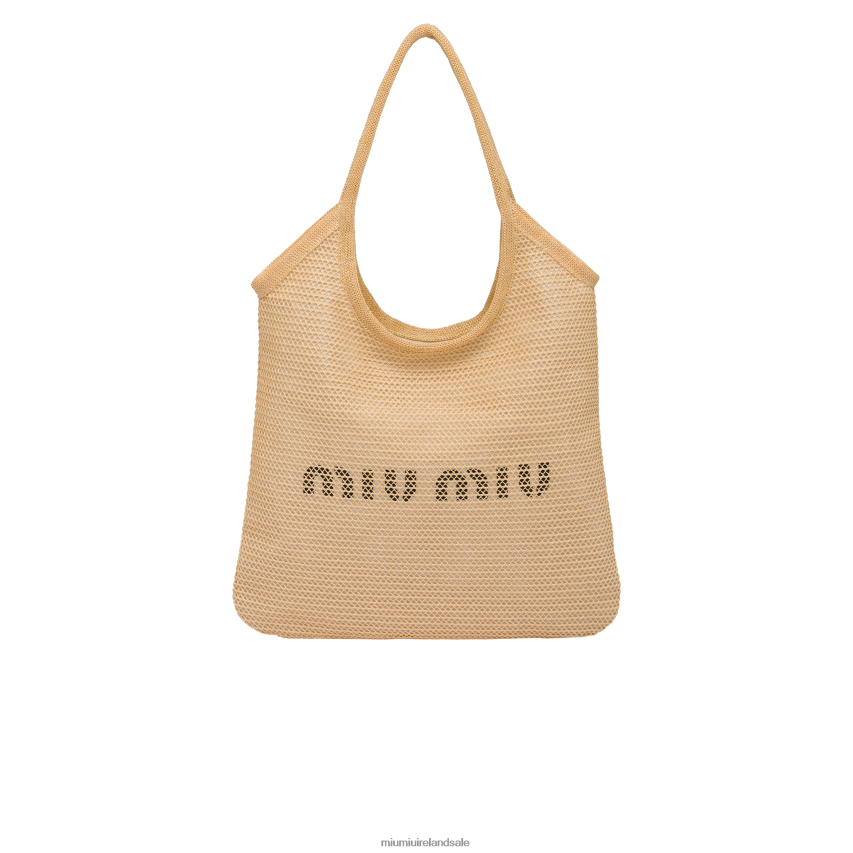 IE Miu MiuCollection Fabric And Linen Tote Bag Natural XJN62J125