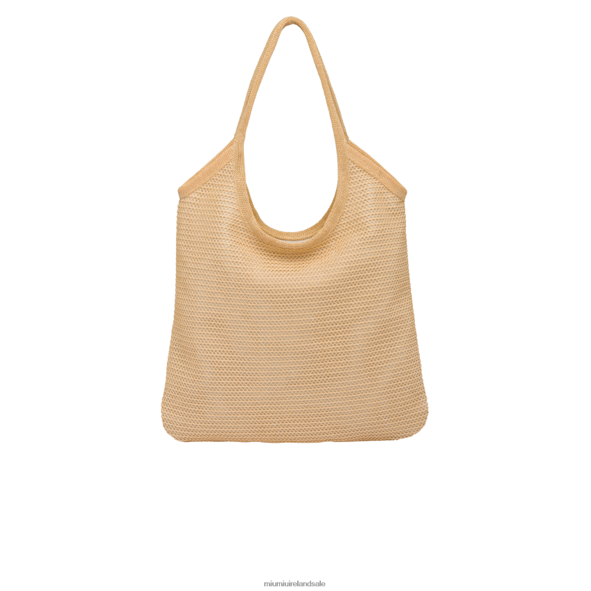 IE Miu MiuCollection Fabric And Linen Tote Bag Natural XJN62J125