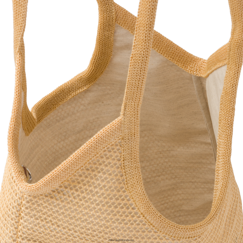 IE Miu MiuCollection Fabric And Linen Tote Bag Natural XJN62J125