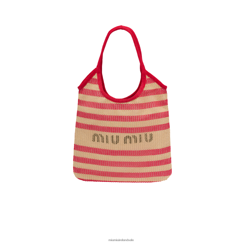 IE Miu MiuCollection Fabric And Linen Tote Bag Red/Beige XJN62J124