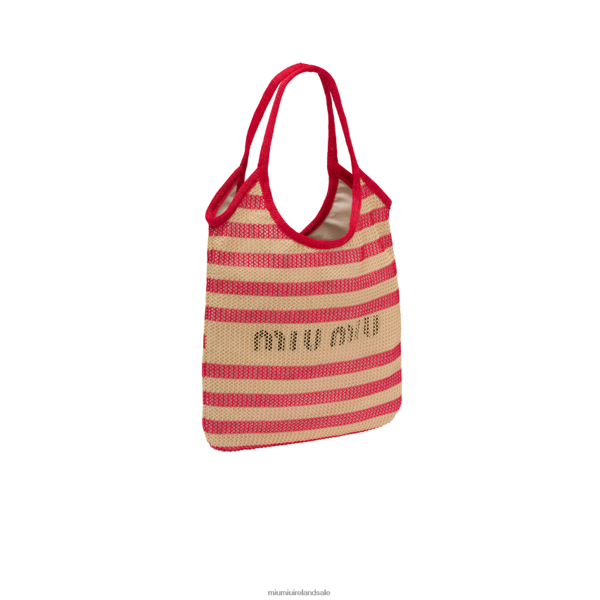 IE Miu MiuCollection Fabric And Linen Tote Bag Red/Beige XJN62J124