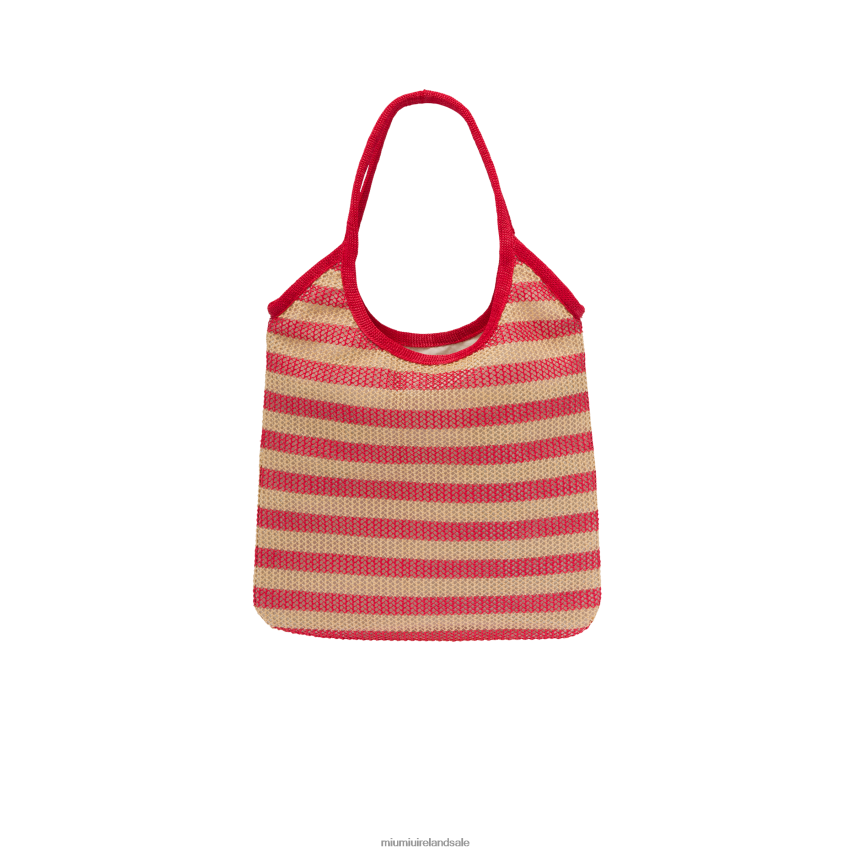 IE Miu MiuCollection Fabric And Linen Tote Bag Red/Beige XJN62J124
