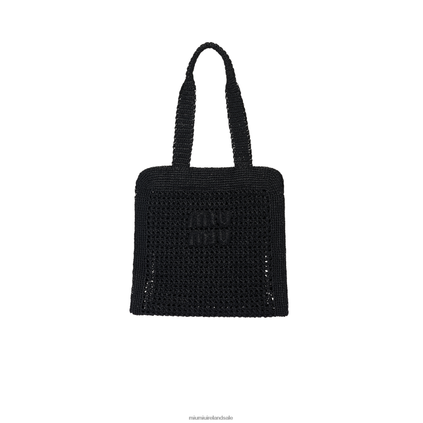 IE Miu MiuCollection Fabric Tote Bag Black XJN62J129