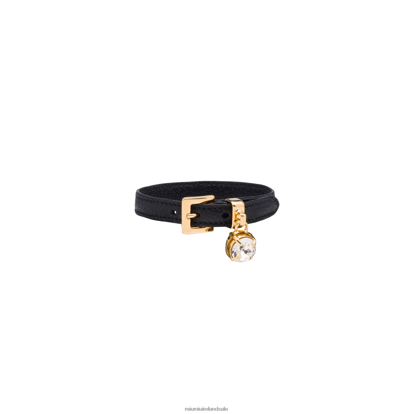 IE Miu MiuJewels Madras Leather Bracelet Black XJN62J1364