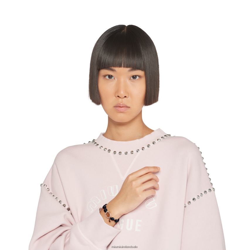 IE Miu MiuJewels Nappa Leather And Metal Bracelet Black XJN62J1357