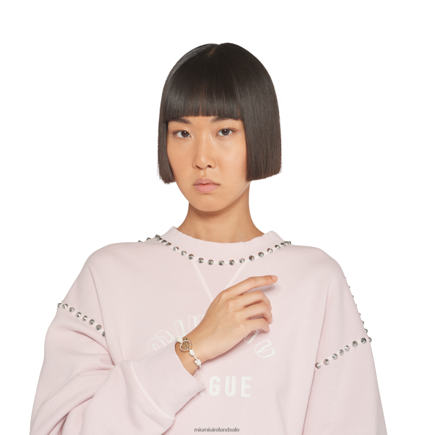 IE Miu MiuJewels Nappa Leather And Metal Bracelet White XJN62J1358