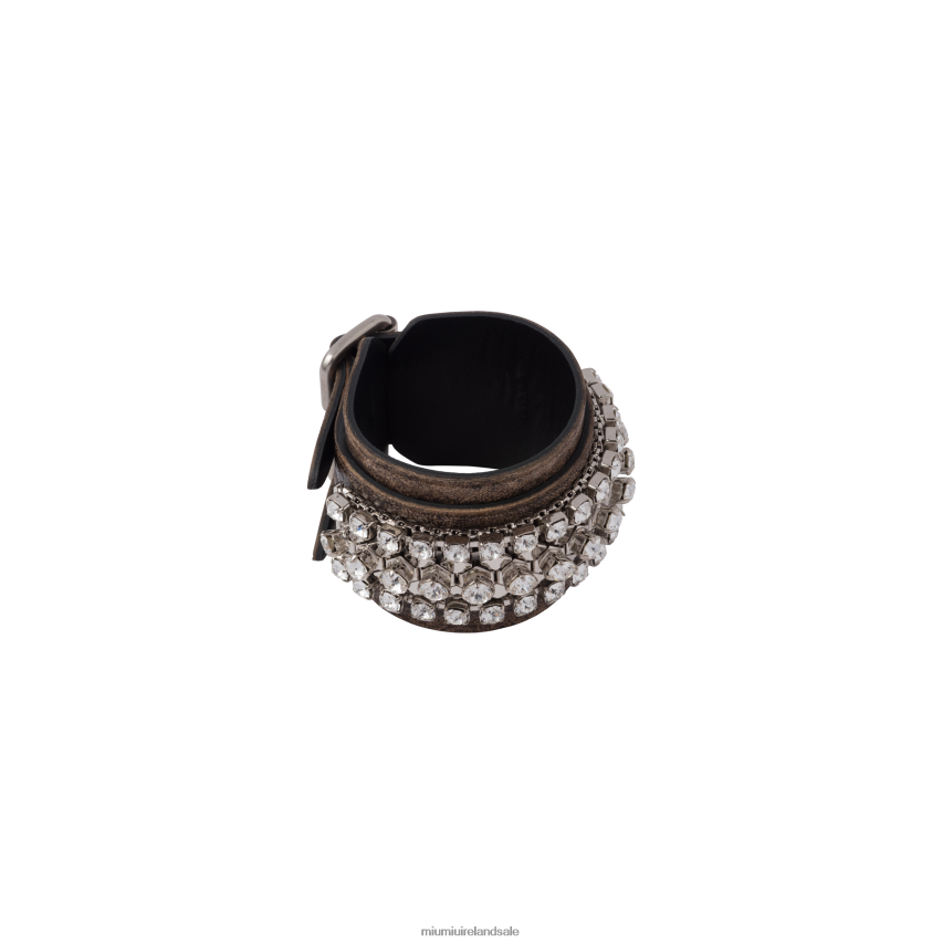 IE Miu MiuJewels Nappa Leather Bracelet With Crystals Sand/Coffee XJN62J1356