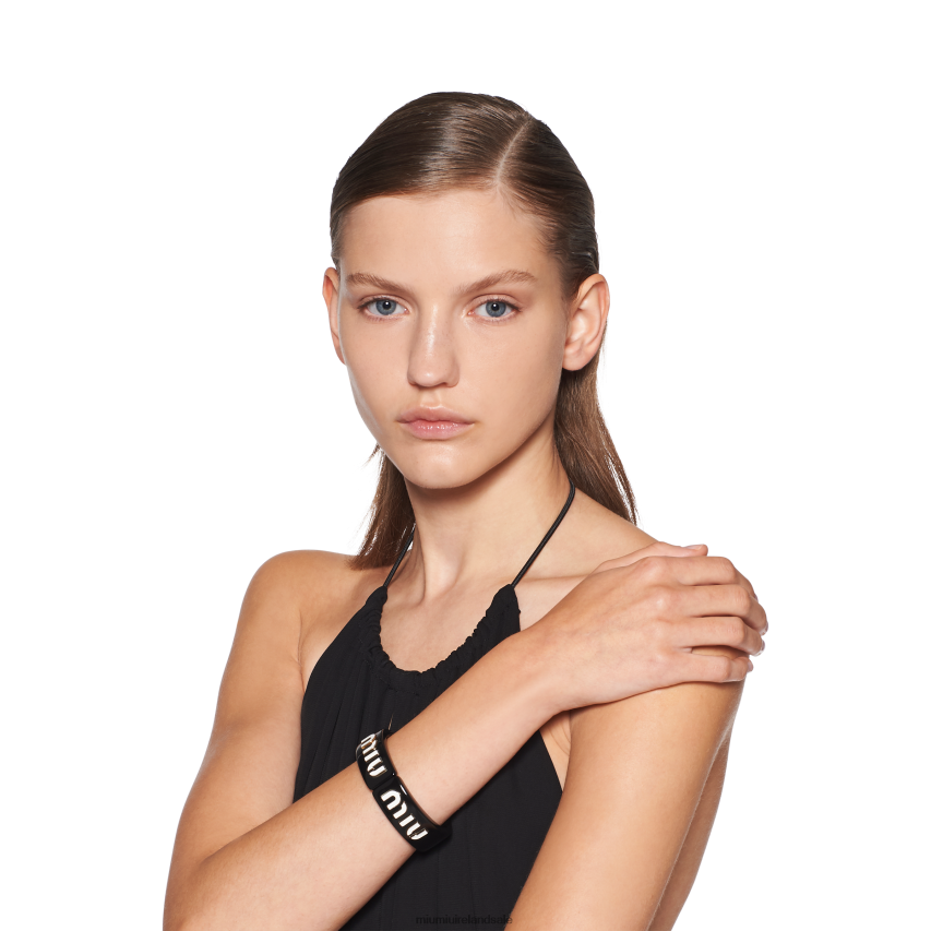 IE Miu MiuJewels Plexiglas And Metal Bracelet Black/White XJN62J1360