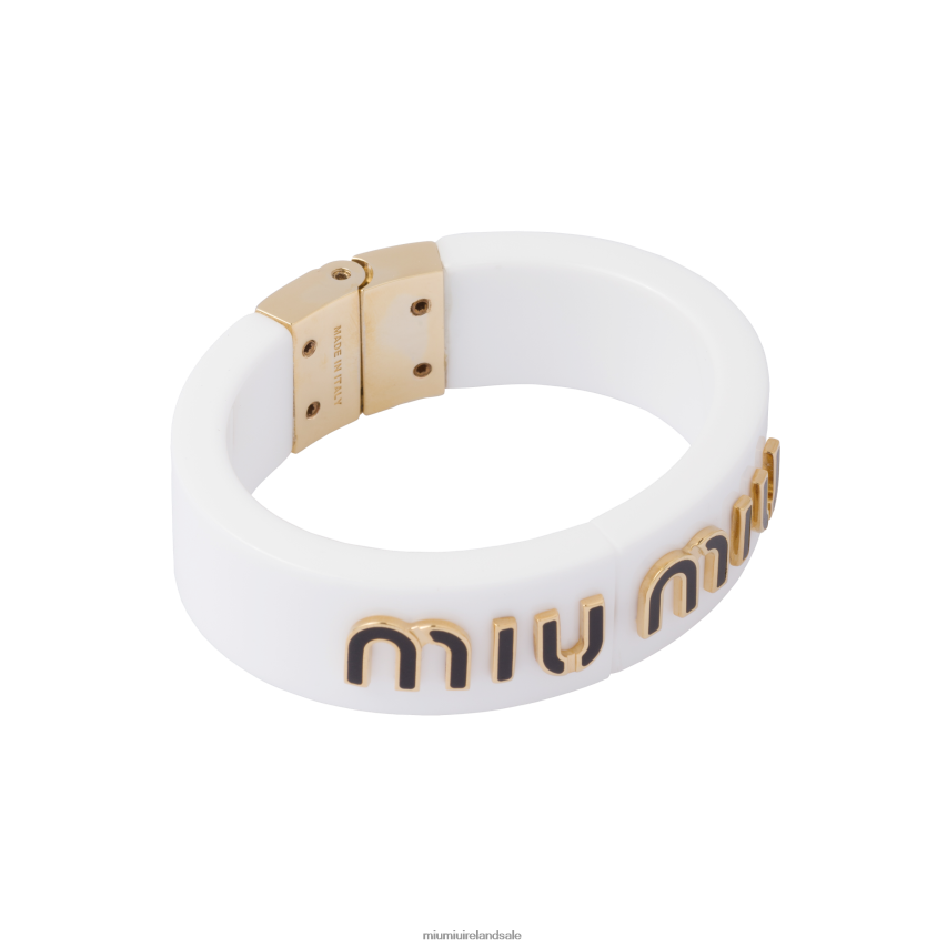 IE Miu MiuJewels Plexiglas And Metal Bracelet White/Black XJN62J1361