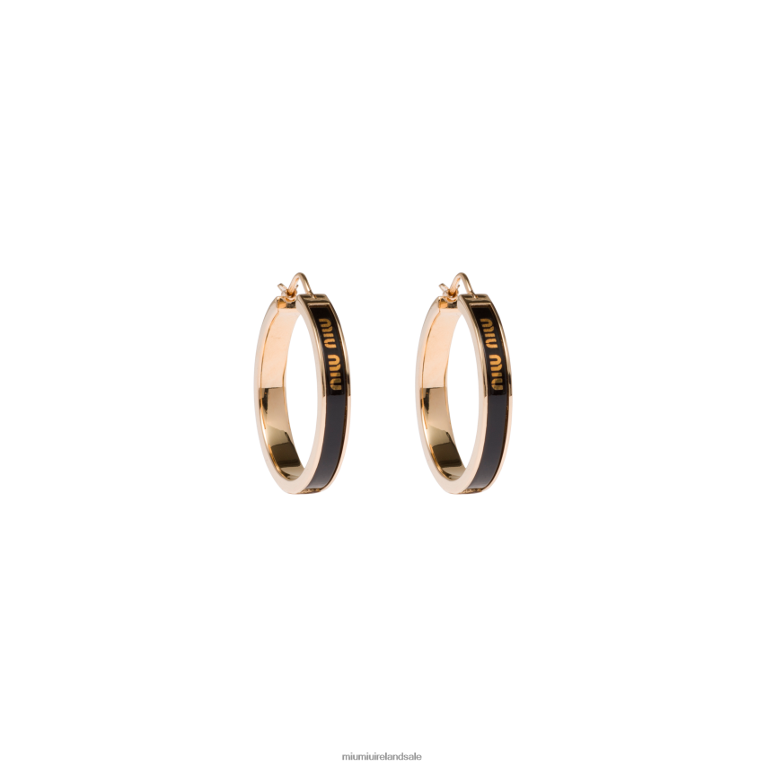IE Miu MiuJewels Enameled Metal Earrings Black XJN62J1302